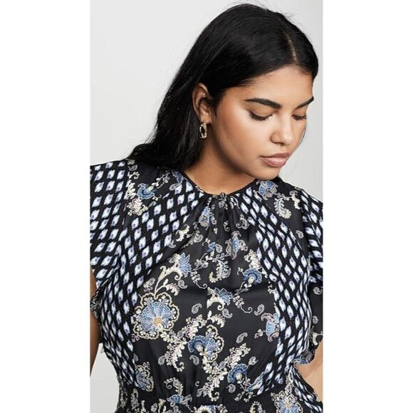 Rebecca Taylor Paisley Printed Jumpsuit in Black 12 Womens Floral Dressy Outfit - Picture 10 of 16